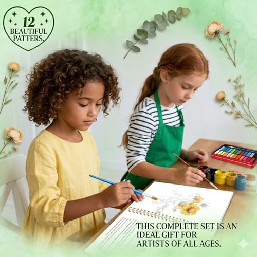 Watercolor Workbook for Beginners - 24 Colors Paint Set & Coloring Book, All-in-One Watercolor Painting Kit, Artistic Exploration Gift for Adults and Teens (Flowers) - Image 6