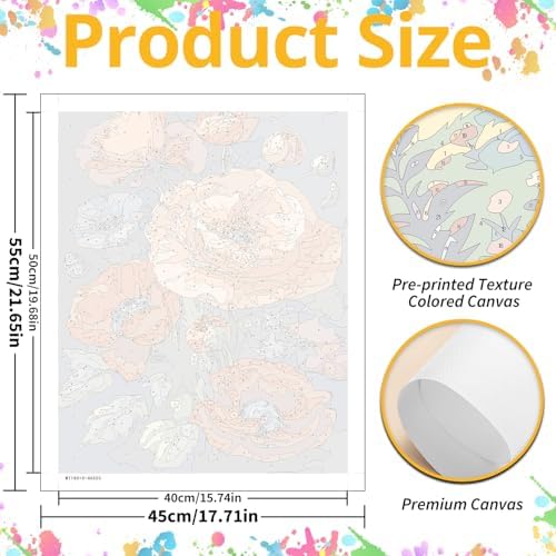 Poppy Paint by Numbers Kit for Adults, 16x20 inch - Image 3