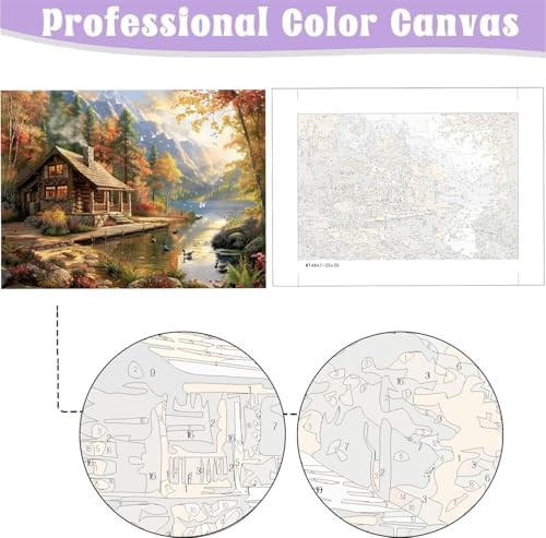 MaiMMaledy Paint by Numbers Kit for Adults Beginners 8Wx12L inch Canvas Pictures with Framed Drawing Painting Works with Wooden Triangle Easel Acrylic Pigment Vase Decoration Riverside Scenery - Image 5