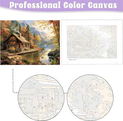 MaiMMaledy Paint by Numbers Kit for Adults Beginners 8Wx12L inch Canvas Pictures with Framed Drawing Painting Works with Wooden Triangle Easel Acrylic Pigment Vase Decoration Riverside Scenery - Image 5