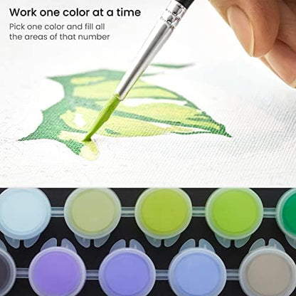ARTEZA Paint by Number for Adults, 12x16 Inches, 21 Pieces, Hydrangea Flowers Paint by Numbers Kit, 1 Canvas Panel, 12 Acrylic Paint Pots, 5 Paintbrushes, Art Supplies for Home & Office Decor - Image 4