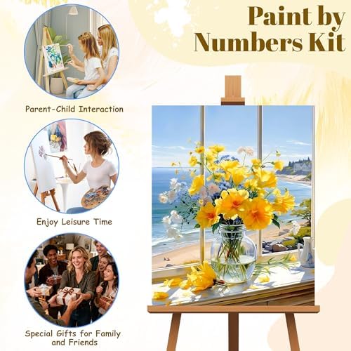 NKVNKV Paint by Numbers Kit for Adults Beginner Flowers Adult Paint by Number Kits On Canvas Oil Painting Kit for Beginners Adults' Paint-by-Number Kits for Gift Home Wall Decor 16x20 Inch（Frameless） - Image 6