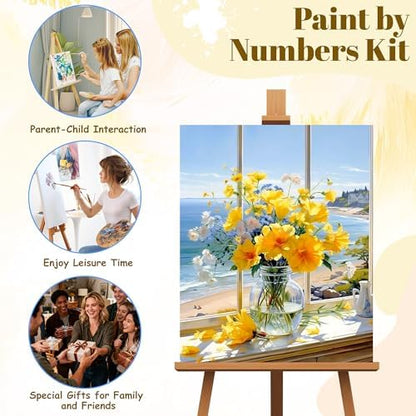 NKVNKV Paint by Numbers Kit for Adults Beginner Flowers Adult Paint by Number Kits On Canvas Oil Painting Kit for Beginners Adults' Paint-by-Number Kits for Gift Home Wall Decor 16x20 Inch（Frameless） - Image 6