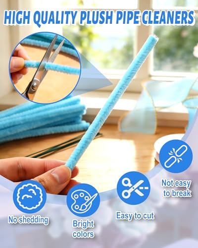 cyctravel 400 Pcs Pipe Cleaner Flower Kit, 5 Colors of Pipe Cleaners for DIY Flower Making Includes Greeting Cards, String Light, Manual, Pipe Cleaners Craft is Ideal for Holiday Gifts and Decorations - Image 3
