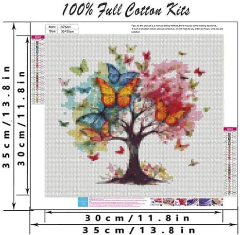 DYAIANGMU Tree of Life Stamped Cross Stitch Kit for Adults 13.7x13.7 inches - Image 2