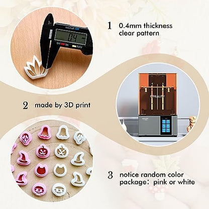 KEOKER Halloween Polymer Clay Cutters - 10 Shapes for Jewelry, Earrings, Pumpkin - Studs Included - Image 6