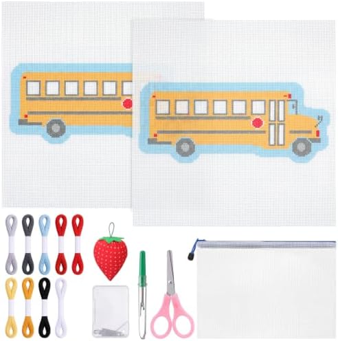 XunYee Needlepoint Canvas Kit, School Bus by XunYee