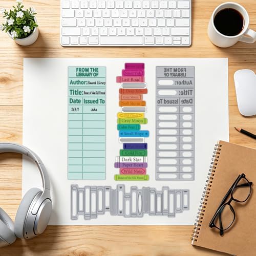 Bookshelf Cutting Dies Reading History Books Bookmarks Carbon Steel Die Cuts Stencils Reading Records Card Scrapbooking Embossing Template for Birthday Greeting Card Making Album Photo Decor - Image 4