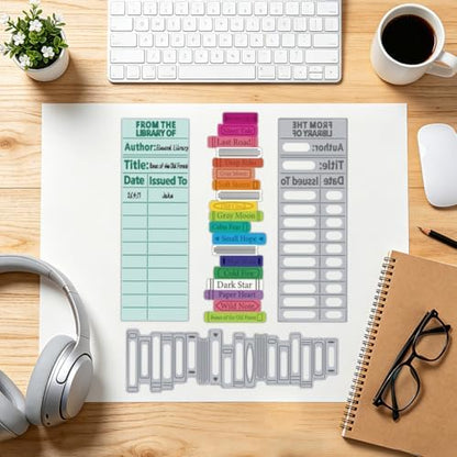 Bookshelf Cutting Dies Reading History Books Bookmarks Carbon Steel Die Cuts Stencils Reading Records Card Scrapbooking Embossing Template for Birthday Greeting Card Making Album Photo Decor - Image 4
