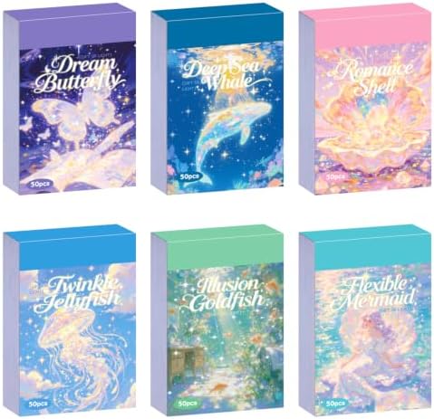 6 Sets 300 Sheets Washi Stickers for Journaling, Colorful Ocean Sticker Book with Sea Creatures, Dreamy Style Scrapbook Sticker Set for Bullet Journal Art Diary Card Craft Gifts Planner Notebook by emmoolife