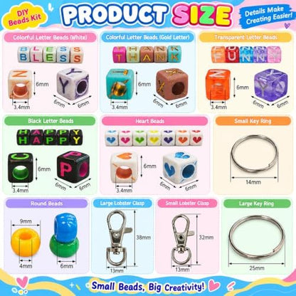 Aqltidiz 660Pcs DIY Beaded Keychain Making Kit, Bag Charm Craft Supplies - Image 3