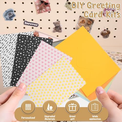 DIY Greeting Card Kits Includes 16 Cards 16 Envelopes with Decoration Accessories Handmade DIY Greeting Card Making Kits Personalized Set for Kids Adults(Pink) - Image 2