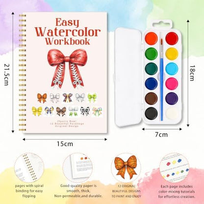 Sports Bow Watercolor Workbook, Athletic Painting Set with Palette Brush - Image 2