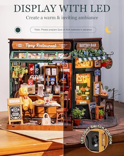 Rolife Coffee Bar Miniature House Kit with LED Lights - Image 5