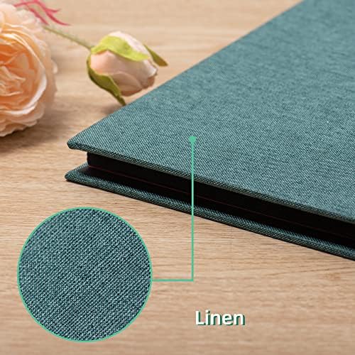 Large Photo Album Self Adhesive for 4x6 8x10 Magnetic Scrapbook Album DIY 60 Black Sticky Pages Linen Cover Photo Album(Dark Green) - Image 4