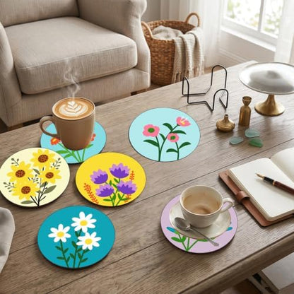 8 Pack Floral Paint by Numbers Kits Coasters with Holder Cork Pads - Image 3