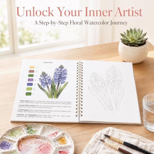 Watercolor Workbook for Adults – Flowers Watercolor Coloring Book with 14 Watercolor Paintings & Color Mixing Guide – Large 200GSM Paper for Beginners & Art Enthusiasts - Image 6