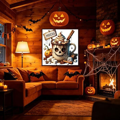 KYOQFVN Halloween Counted Cross Stitch Kits for Adults, 11CT Stamped Cross Stitch Kits for Beginners, Needlepoint Cross-Stitch Horror Patterns Embroidery Kits Arts and Crafts for Home Decor 14×14 Inch - Image 4