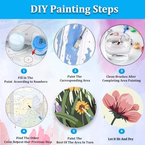 Artunion Framed Paint by Numbers Kit for Adults Beginners & Kids Ages 8-12,Books Easy Paint by Number with Frame,Flower Paint by Numbers Kit on Canvas 10 * 10 Inch Without Easel - Image 6