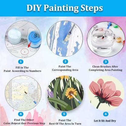 Artunion Framed Paint by Numbers Kit for Adults Beginners & Kids Ages 8-12,Books Easy Paint by Number with Frame,Flower Paint by Numbers Kit on Canvas 10 * 10 Inch Without Easel - Image 6