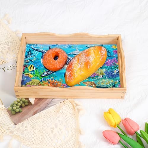 DOTSOPS Marine Organisms Diamond Art Serving Tray with Handle for Adults - Image 5