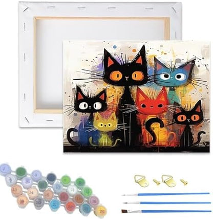 Hestarcul Paint by Numbers Kits for Adults,Cat Easy Adult Painting by Number on Canvas for Beginner,Animal DIY Watercolor Painting for Gift Home Decor Relax. by Hestarcul
