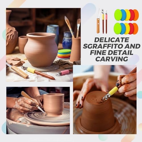 Leriton 2 Pack Clay Carving Tools Pottery Scrapers, Set 6, Colorful - Image 4