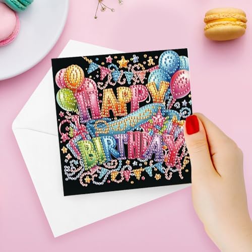 FRANDEK 6pcs Happy Birthday DIY Diamond Art Greeting Cards for Adults - Image 3