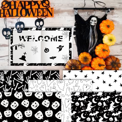 24 Sheets Halloween Pattern Paper Set, 11.8"x11.8" Scrapbooking Supplies Paper Spider Pumpkin Bat Skull Cat Witch Origami Paper - 12 Styles ﻿ - Image 6
