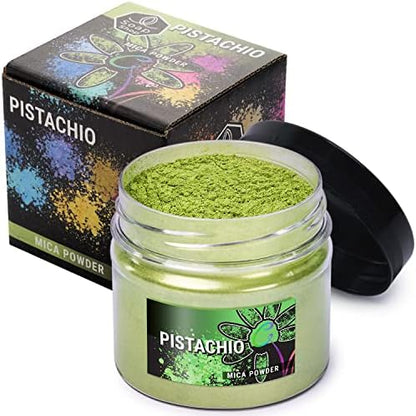 Pistachio Mica Powder for Resin Coloring 2 oz - Pigment Powder for Nails by ALEXES