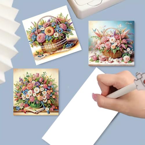 6PCS Bouquet Diamond Art Painting Greeting Cards Kit with Envelopes - 5D DIY Diamond Art Card Kits for Adults - Handcrafted Postcards for Birthday & Holiday - Image 3