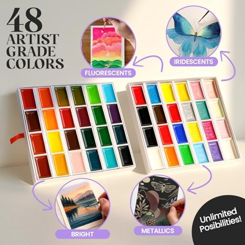 Chalkola 48 Semi Moist Water Colors Paint Adult Set - Professional XL Pans - Image 6