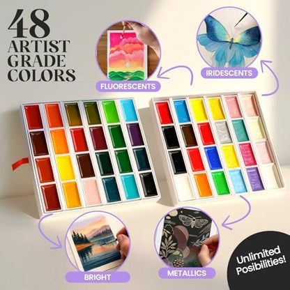 Chalkola 48 Semi Moist Water Colors Paint Adult Set - Professional XL Pans - Image 6