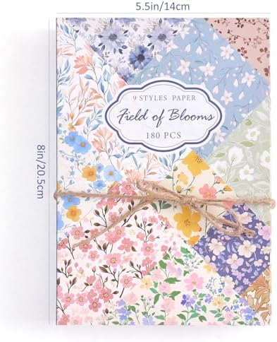 180 Sheets Vintage Floral Scrapbook Paper - 9 Themes Aesthetic Small Flowers Pattern, Decorative Craft DIY Paper Kit for Bullet Journal, Junk Journal Supplies, Collage, Cardmaking 5.5x8 Inch - Image 3