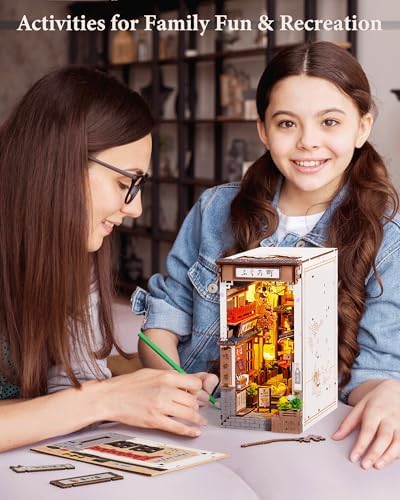 Rolife Book Nook Kit Sakura Wine Alley, 3D Wooden Puzzle Booknook for Bookshelf Decor, Japanese-Inspired Sakura Theme Creative DIY Miniature Dollhouse Kit, Crafts Gifts for Adults, Teens & Book Lovers - Image 4