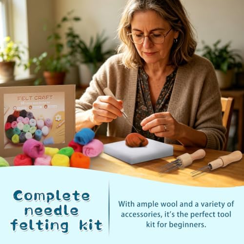 Mayboos 60 Colors Needle Felting Kit with Assorted Wool Roving & Needles - Image 6