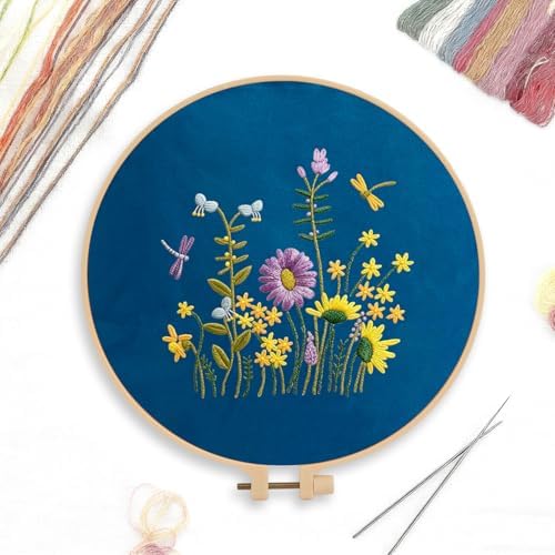 CREAWONDER Canvas Tote Bag Embroidery Kit with Pattern for Beginners, Arts and DIY Embroidery Crafts Kits for Adults, Include Instructions, Embroidery Hoops, Color Threads and Tool - Image 3
