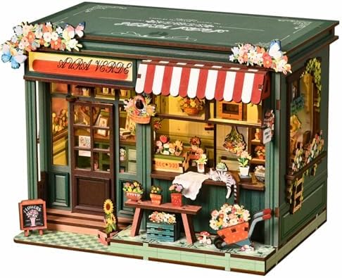 DIY Book Nook Kits for Adults, Book Nook Decor with Led Light, Miniature House Kit, 3d Wooden Puzzle Books Nooks Cats Garden Coffee Shop, Mini Dollhouse Kit for Bookshelf, Adult Craft Kits Gift by FERAHI