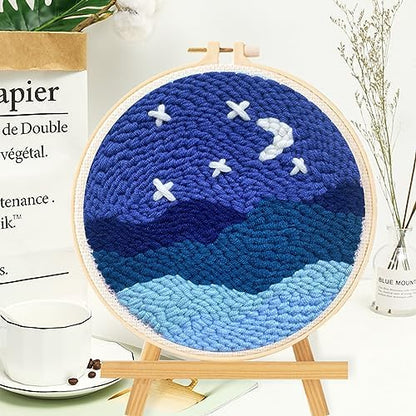 Allazone Punch Needle Embroidery Starter Kits, Pattern Punch Needle Kits Threader Fabric Embroidery, Punch Needle with Adjustable Embroidery Pen for Adults Kids Beginner (Moonlight & Lakeside) - Image 4