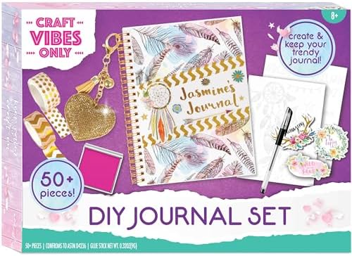 Good Vibes Journal DIY Set by Craft Vibes Only – Personalized Diary - Custom Journals for Girls - Creative Writing Scrapbook Kit - Customize Your Notebook - Pen Included! - Ages 8 & Up - Image 2