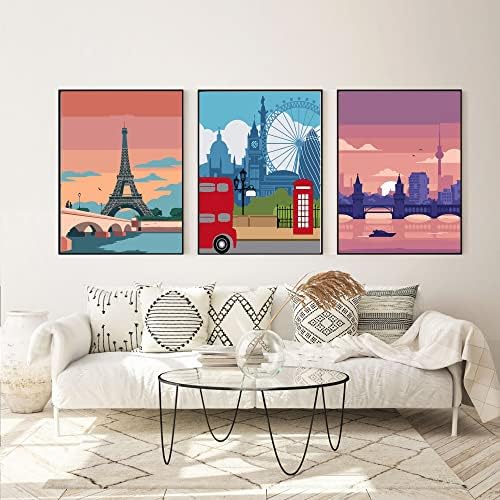 cupmod 6 Packs Paint by Number Kits for Adults Beginners,City Travel Easy Acrylic Kits,Oil Painting Art on Canvas Without Frame Home Wall Decor 7.8x11.8inch (MT11189-MT11194) - Image 4