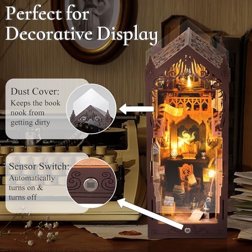 DIY Book Nook Miniature Kit with Sensor Light & Dust Proof for Teens Adults - Image 4