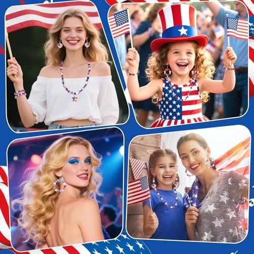 UPINS Patriotic Bracelet Making Kit Red White Blue Beads for 4th of July - Image 7
