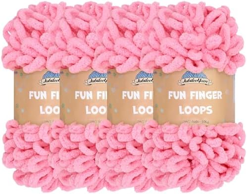 JubileeYarn Fun Finger Loops Yarn - Tickled Pink - 4 Skeins by BambooMN