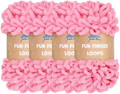 JubileeYarn Fun Finger Loops Yarn - Tickled Pink - 4 Skeins by BambooMN