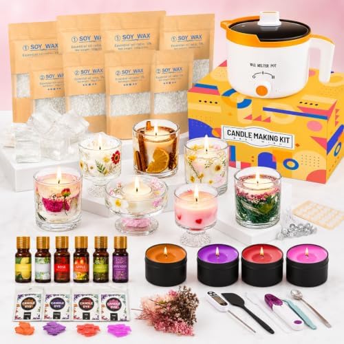 2-in-1 Soy & Jelly Wax DIY Candle Making Kit for Beginners & Adults by WcoDusak