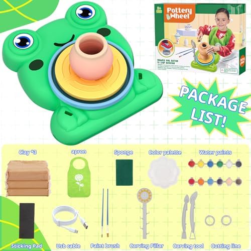 Aujazyble Pottery Wheel for Kids - Complete Pottery Painting Crafts Kit Toy - Image 2