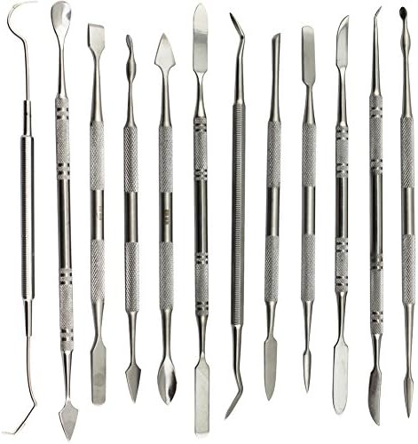 Wax Carvers Set Double Ended Dental Wax Modeling Sculpting Tools Dental Picks Polymer Pottery Clay Carving Tool Stainless Steel 12 Pieces by PHYHOO