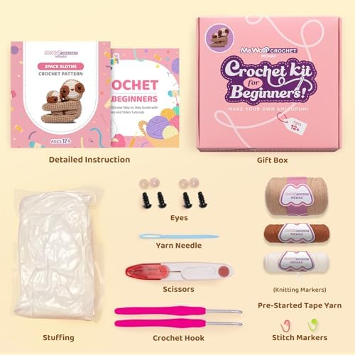 Mewaii Crochet Kit for Beginners, 2 Pack Sloth Craft Set - Image 2