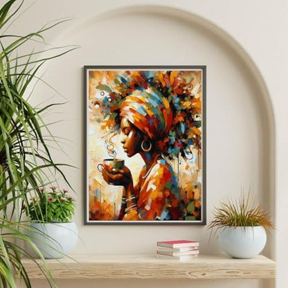 African Woman Paint by Numbers Kit for Adults Framed Canvas, Frameworkless - Image 5